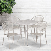 Flash Furniture CO-28SQ-03CHR4-SIL-GG 28" Square Table Set with 4 Round Back Chairs in Gray